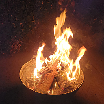 Fire ceremony with phoenix in fire